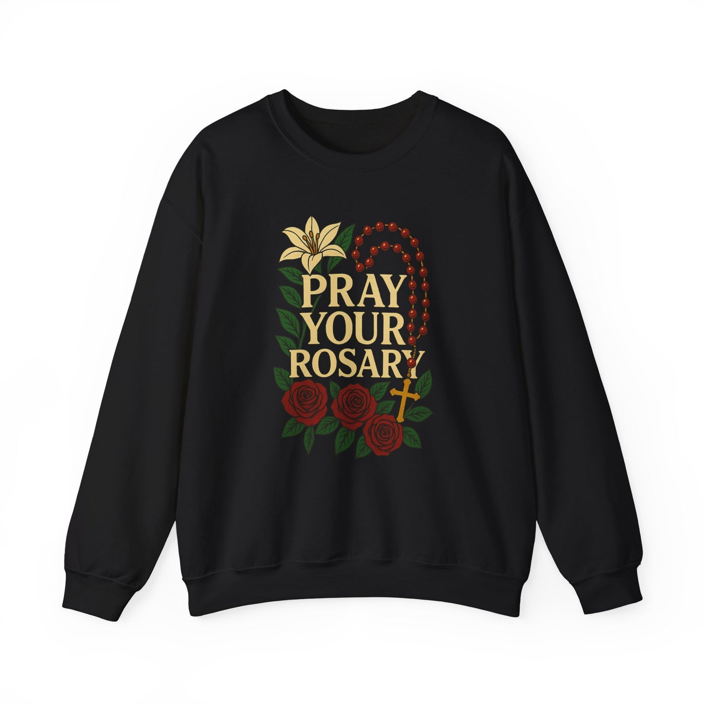 Pray Your Rosary Sweatshirt, Religious Crewneck, Christian Gift, Faith and Prayer Apparel, Cozy Spiritual Clothing, Perfect for Church