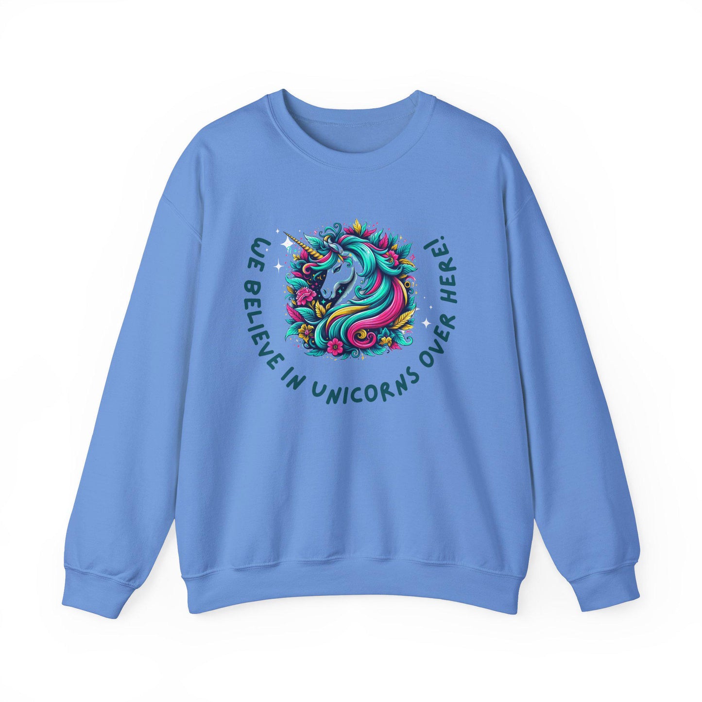 Unisex Unicorn Sweatshirt - We Believe in Unicorns, Cozy Crewneck for Magical Moments, Perfect Gift for Animal Lovers, Fun & Whimsical