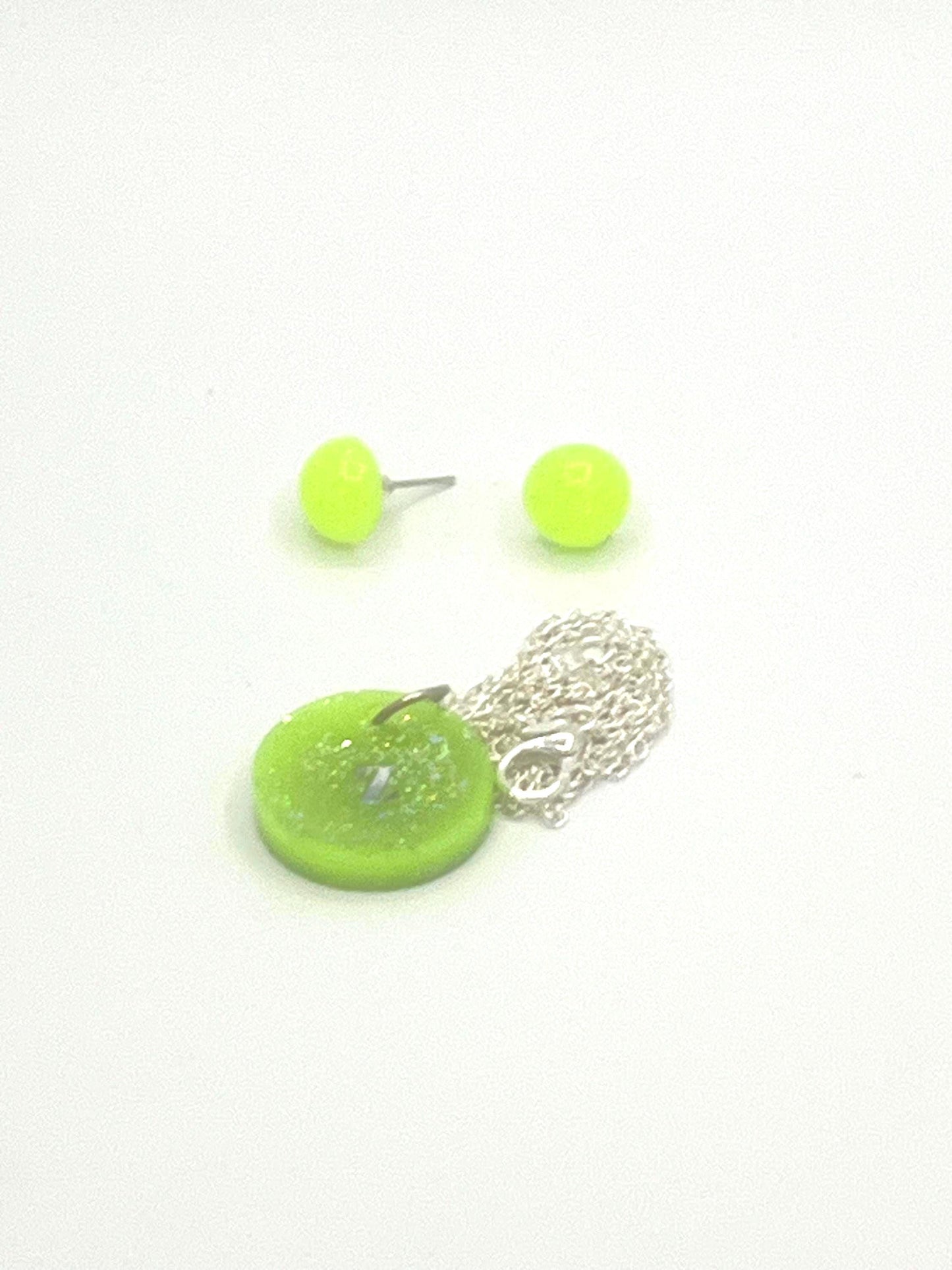 Glow in the Dark Initials Necklace and Stud Earrings Set – Dazzling Jewelry for Kids, Teens & Adults – Handmade  Gift