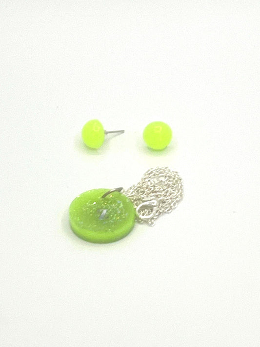 Glow in the Dark Initials Necklace and Stud Earrings Set – Dazzling Jewelry for Kids, Teens & Adults – Handmade  Gift
