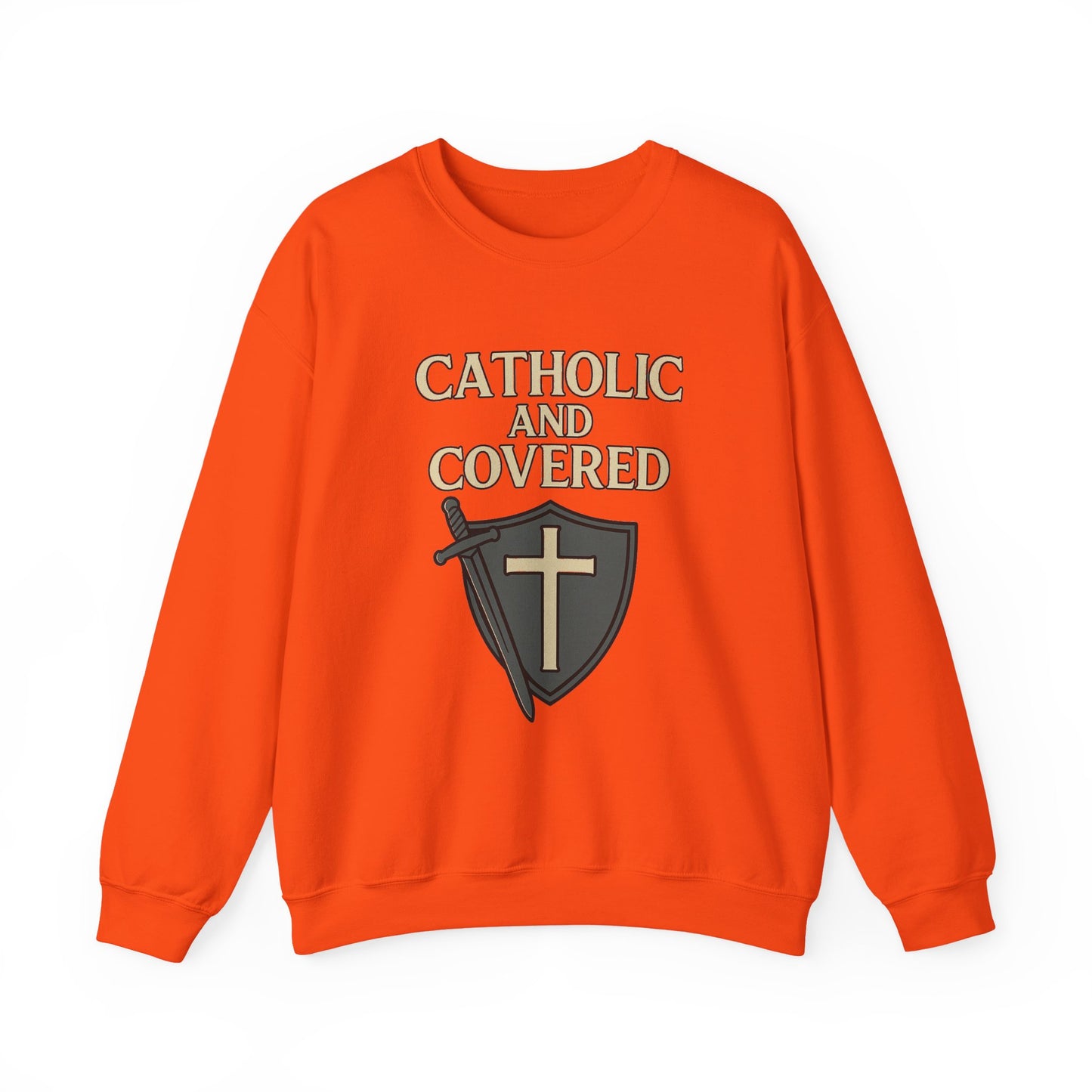 Catholic and Covered Sweatshirt, Religious Crewneck for Faith Lovers, Christian Gift for Holidays, Comfortable Everyday Wear, Unisex Apparel