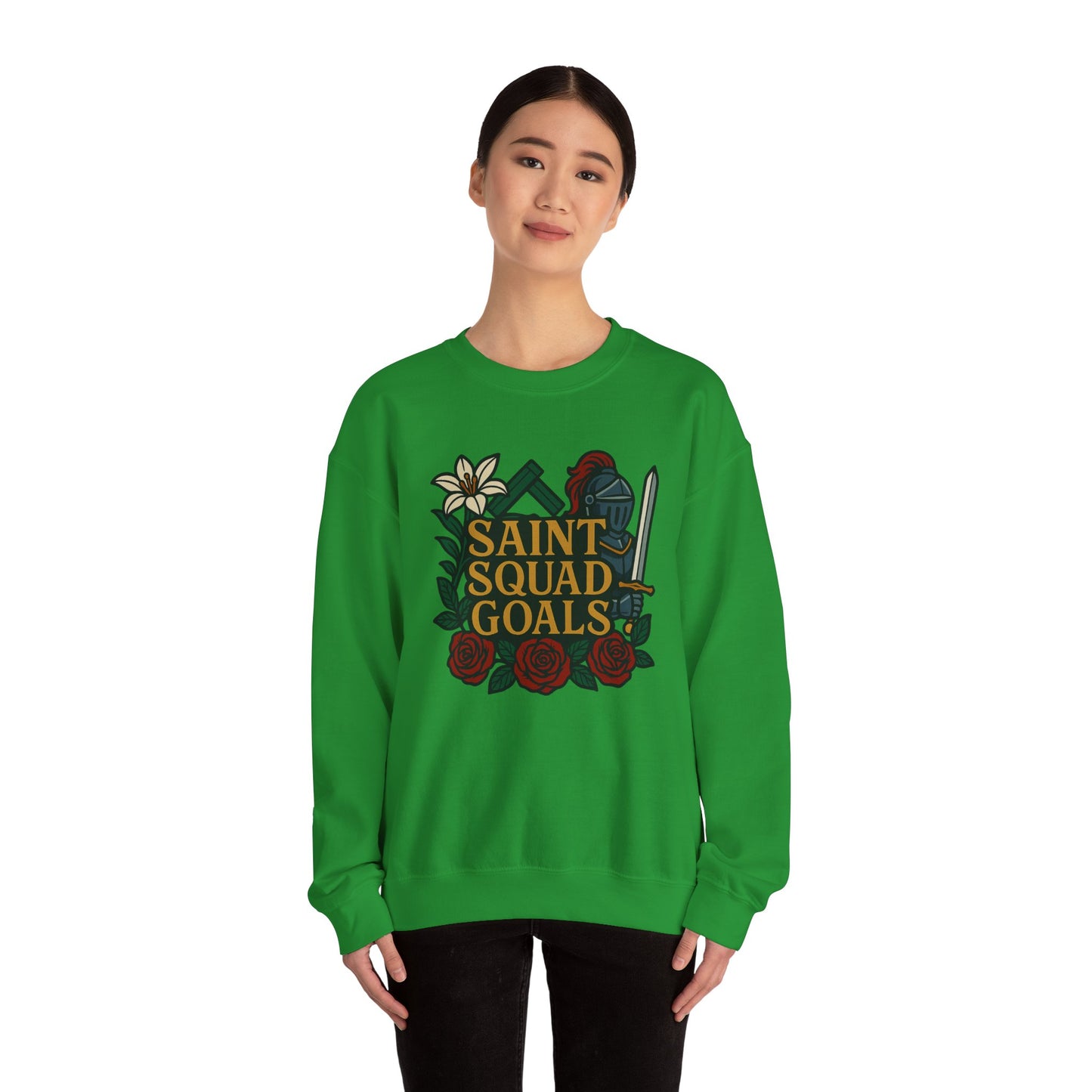 Saint Squad Goals Crewneck Sweatshirt, Cozy Unisex Sweatshirt, Gift for Friends, Holiday Apparel, Casual Fashion, Motivational Clothing