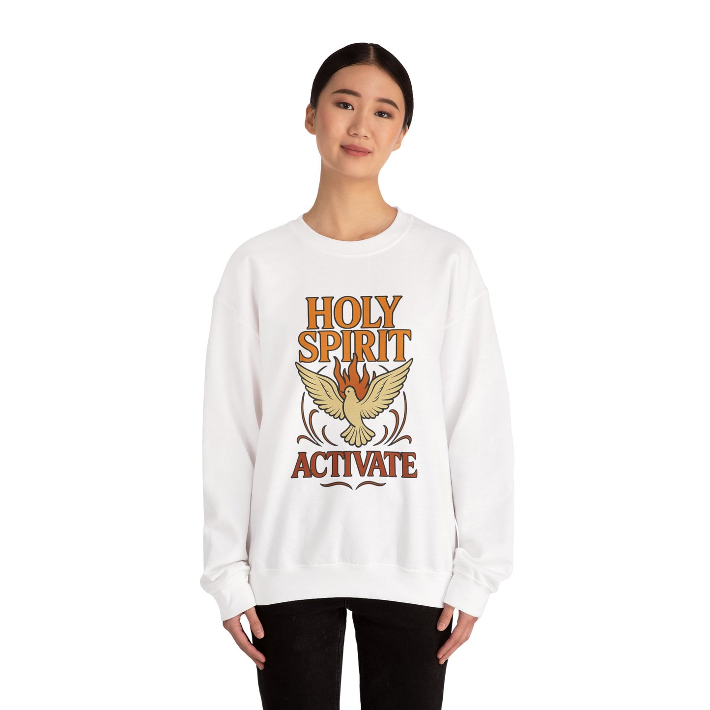 Holy Spirit Activate Crewneck Sweatshirt | Unisex Pullover | Cozy Faith-Based Apparel | Inspirational Gift | Spiritual Wardrobe