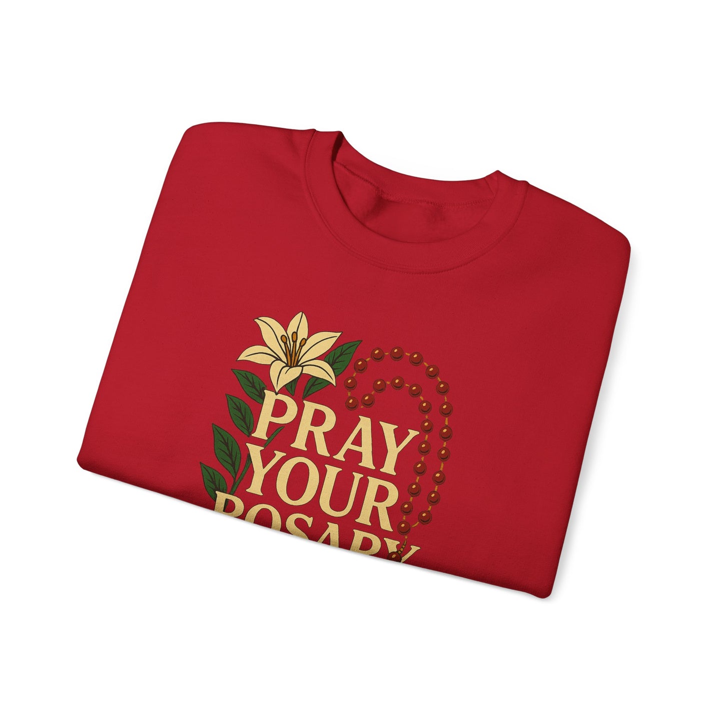 Pray Your Rosary Sweatshirt, Religious Crewneck, Christian Gift, Faith and Prayer Apparel, Cozy Spiritual Clothing, Perfect for Church