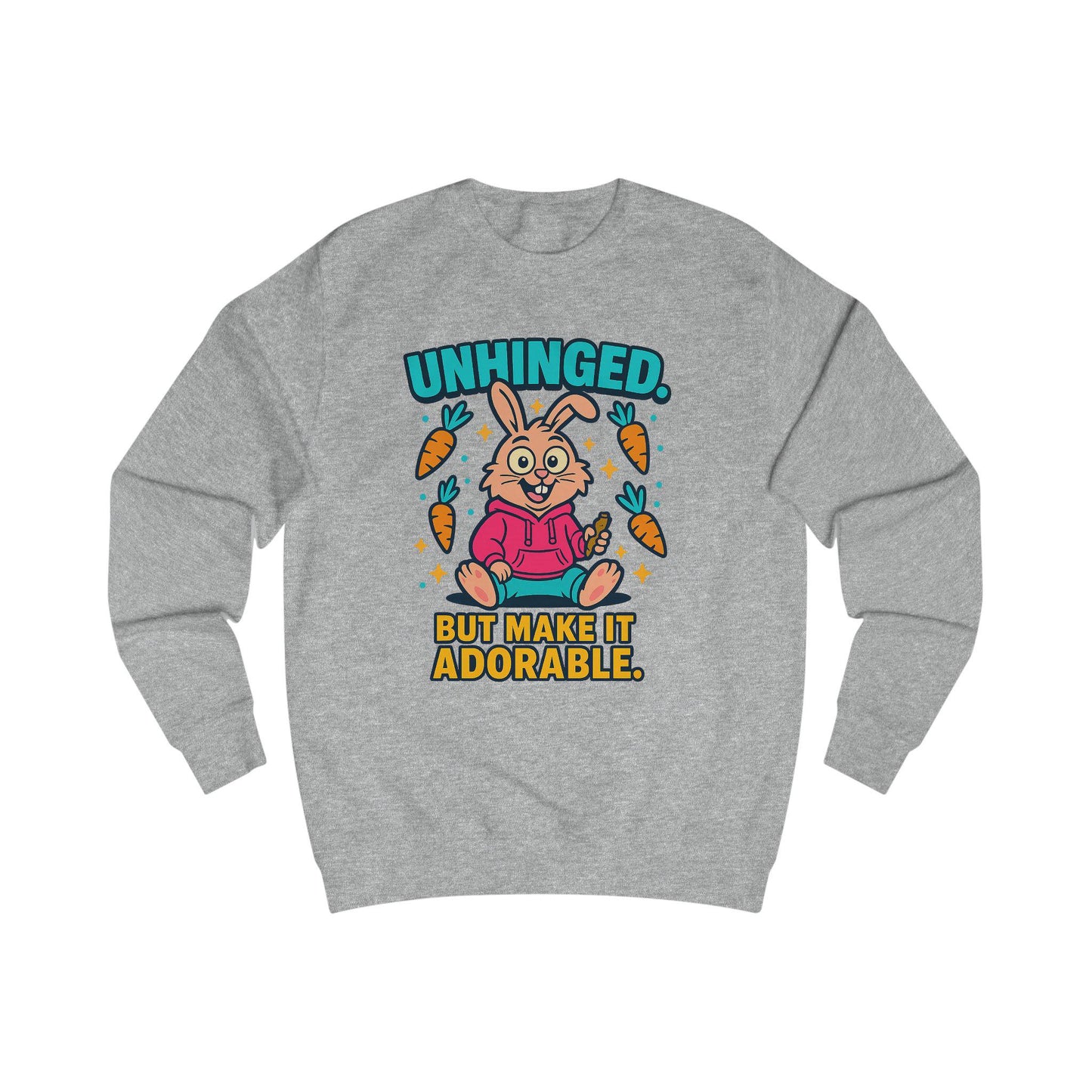 Unisex Adorable Bunny Sweatshirt, Funny Gift for Teens, Cute Spring Apparel, Rabbit Lover Cozy Sweater, Holiday Cheer