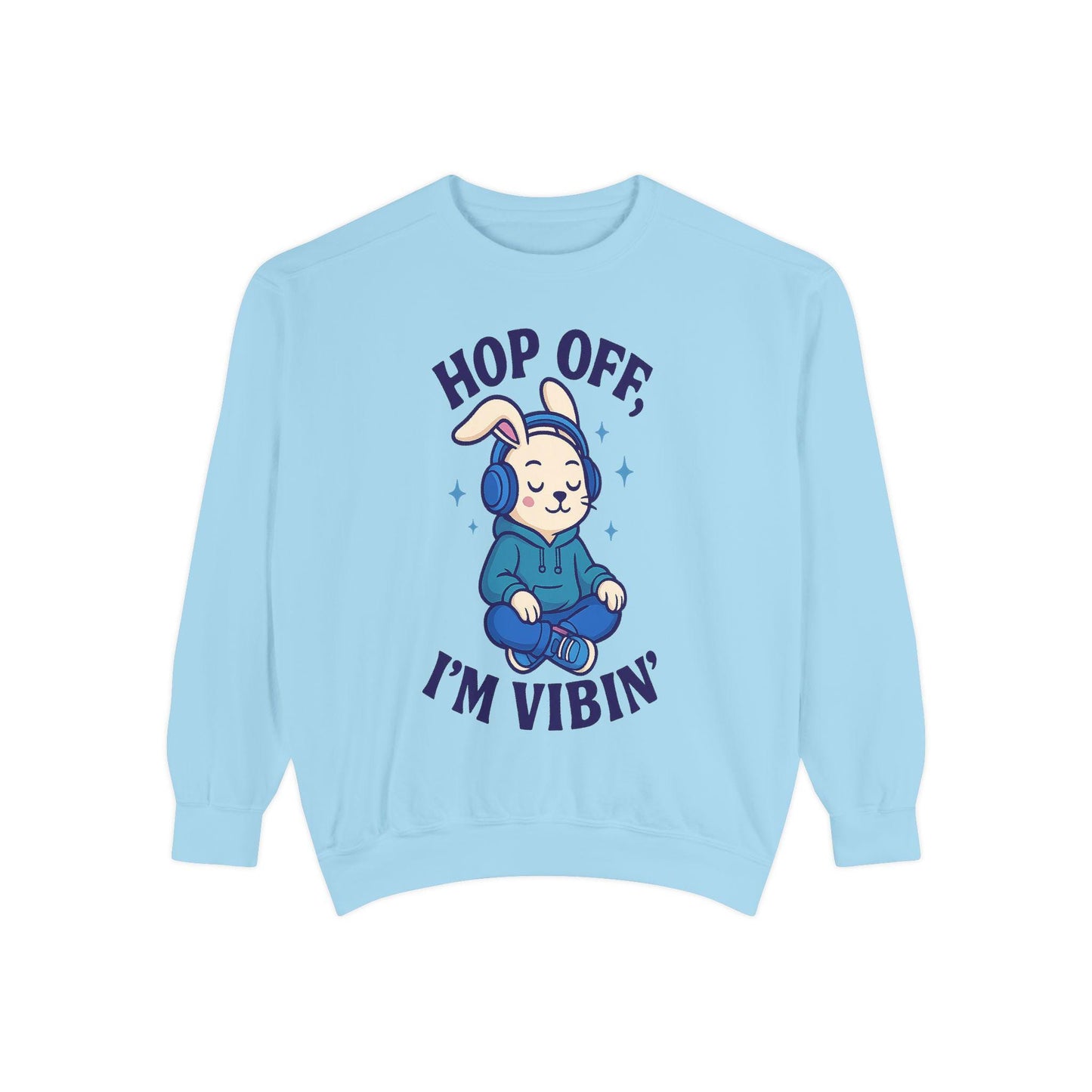 Vibin' Bunny Sweatshirt, Cozy Unisex Sweatshirt, Perfect Gift for Music Lovers, Casual Layering for All Seasons, Fun and Playful Apparel