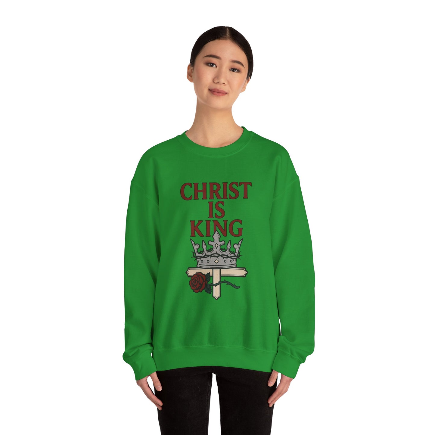 Christ is King Unisex Crewneck Sweatshirt, Religious Gift, Christian Faith Apparel, Cozy Sweatshirt for Church, Inspirational Outfit