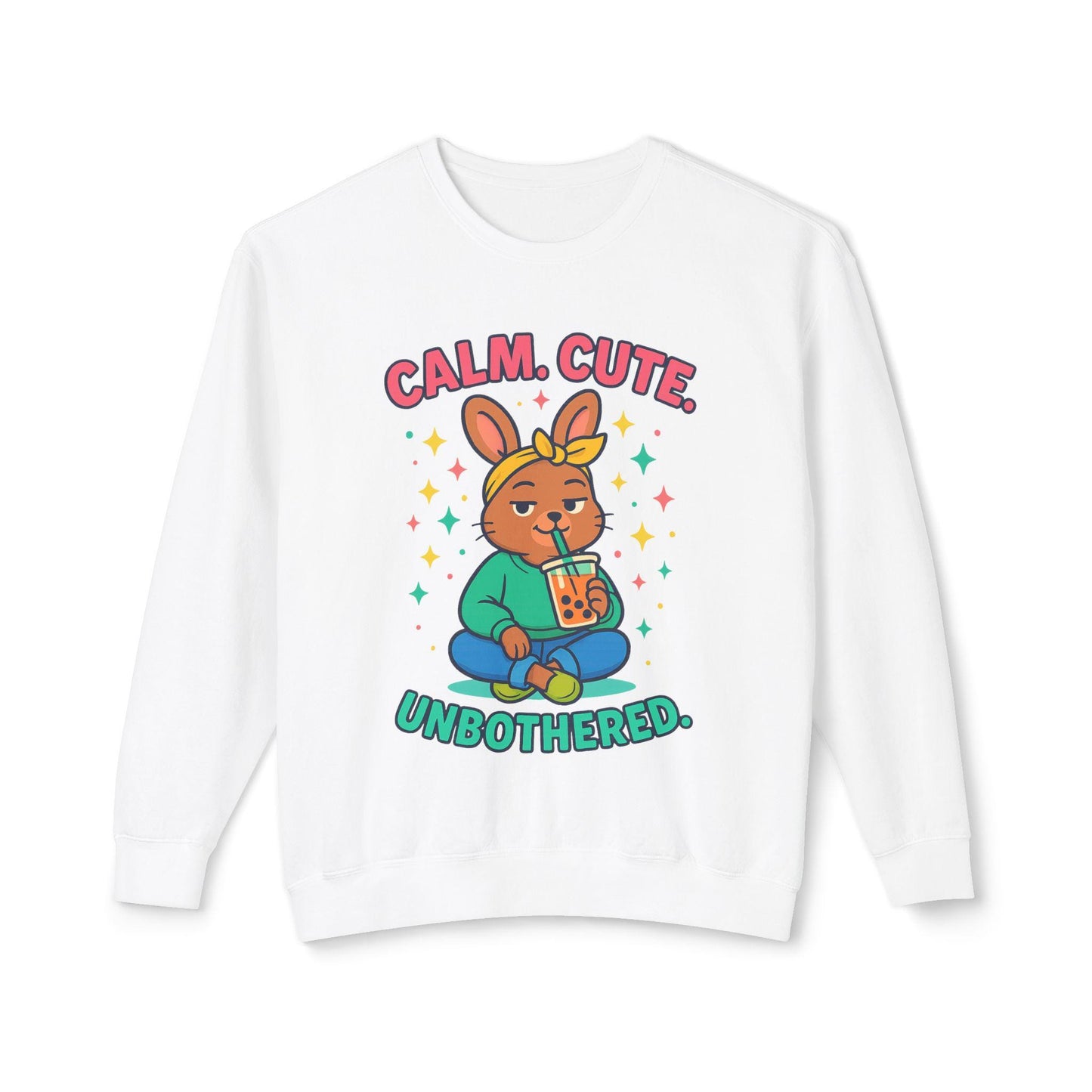 Cute Calm Unisex Lightweight Crewneck Sweatshirt, Relaxed Vibes, Perfect for Gifts, Casual Wear, Cozy Lounging, Fall Apparel