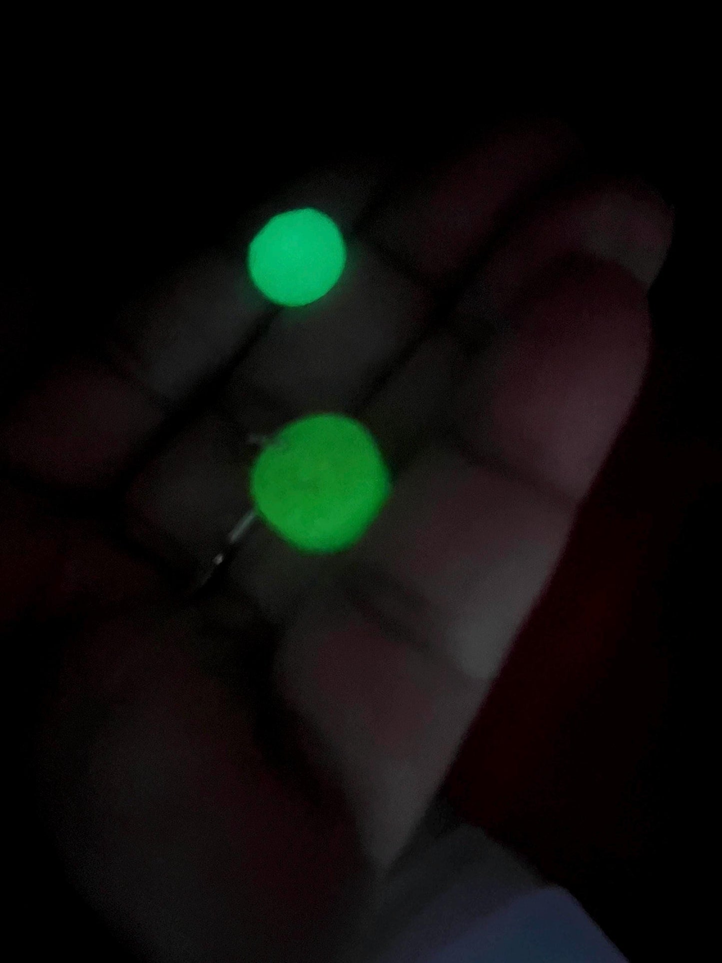 Yellow Glow-in-the-Dark Round Earrings Set – 1 Pair Small Round Stud and 1 Pair Small Round Dangle – Jewelry for Kids, Teens & Adults
