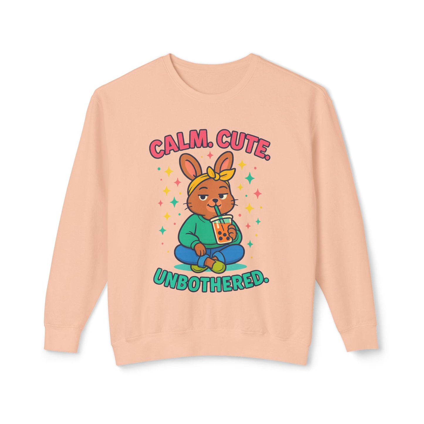 Cute Calm Unisex Lightweight Crewneck Sweatshirt, Relaxed Vibes, Perfect for Gifts, Casual Wear, Cozy Lounging, Fall Apparel