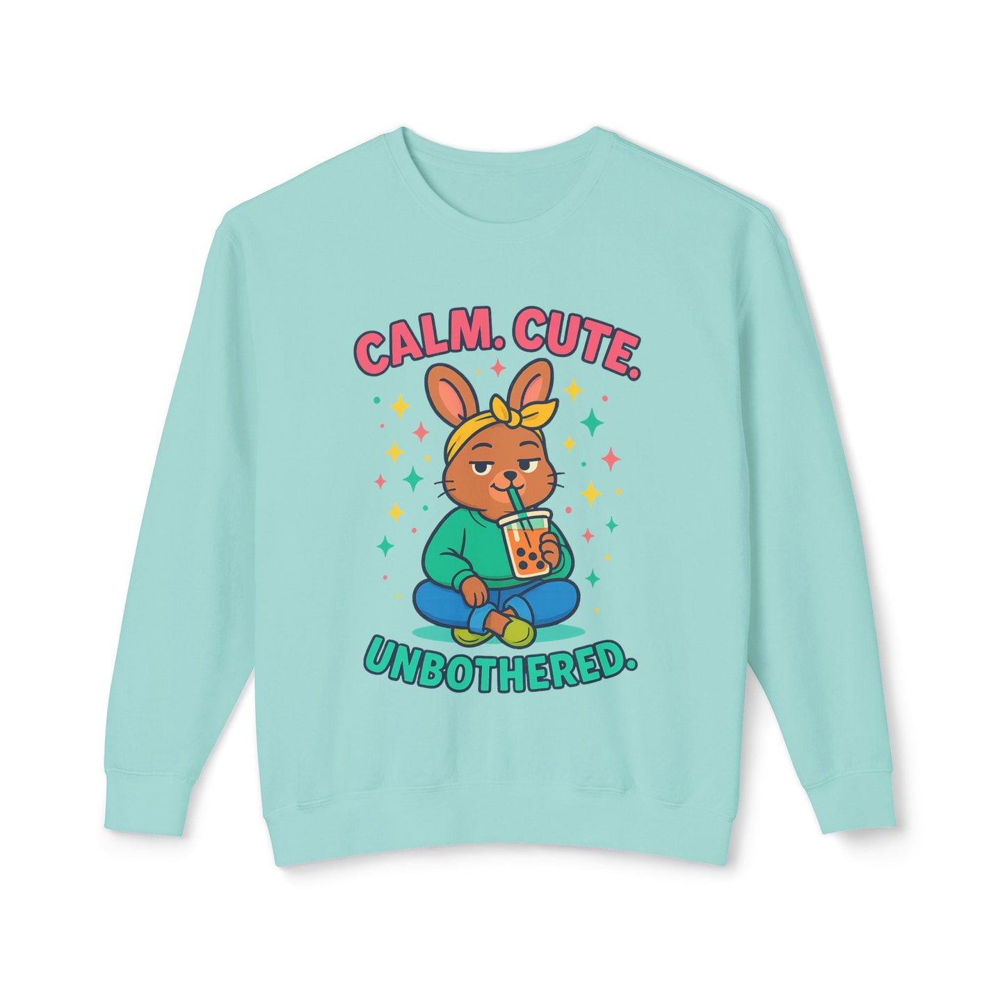 Cute Calm Unisex Lightweight Crewneck Sweatshirt, Relaxed Vibes, Perfect for Gifts, Casual Wear, Cozy Lounging, Fall Apparel