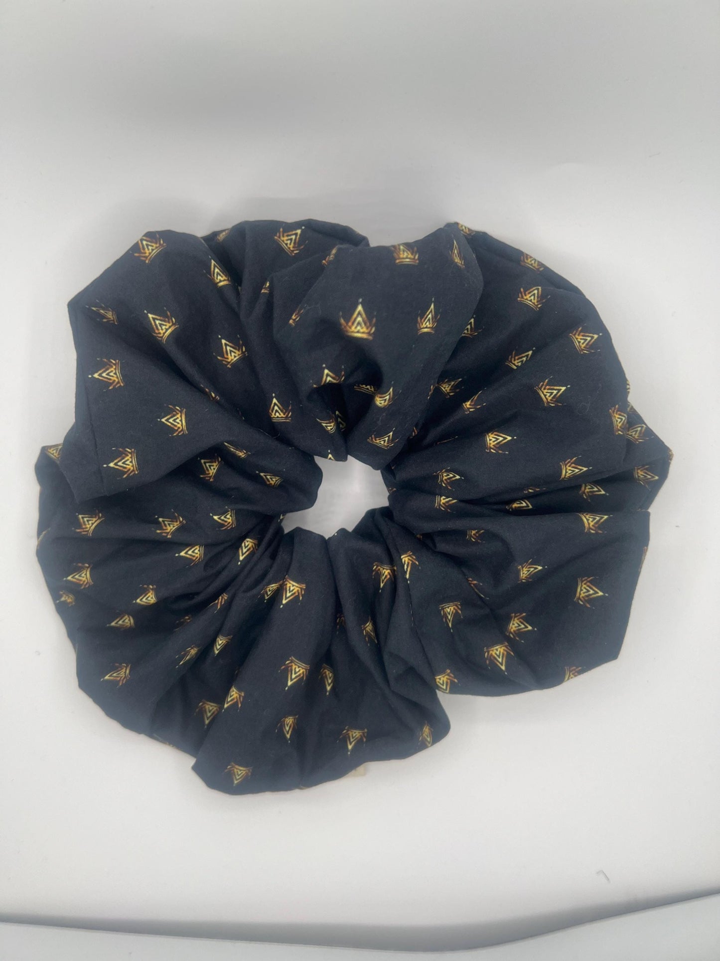 Black Crowns Scrunchie in Mini Regular and XL Sizes | Handmade Blue Hair Tie | Soft Durable Everyday Accessory | Gift for Her