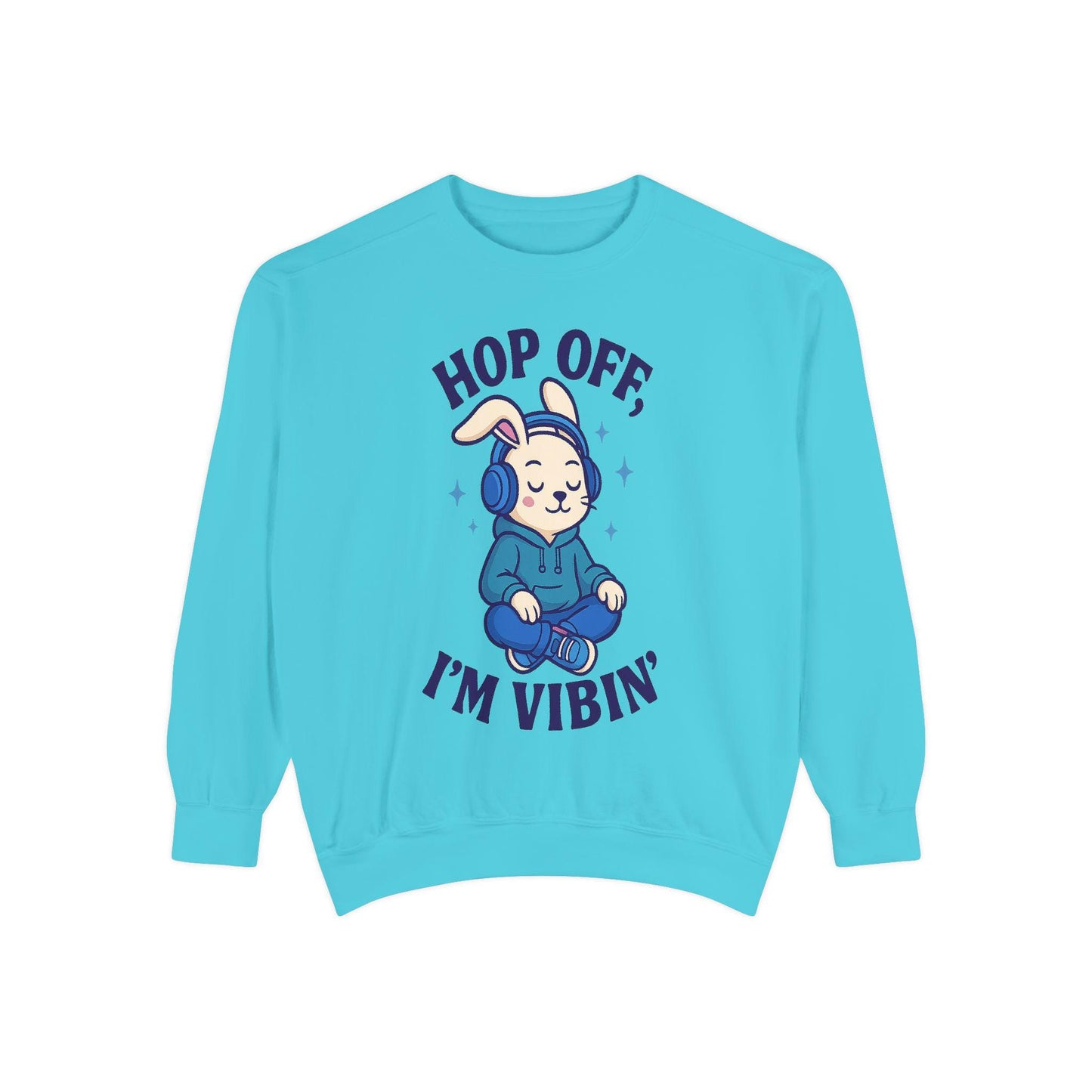 Vibin' Bunny Sweatshirt, Cozy Unisex Sweatshirt, Perfect Gift for Music Lovers, Casual Layering for All Seasons, Fun and Playful Apparel