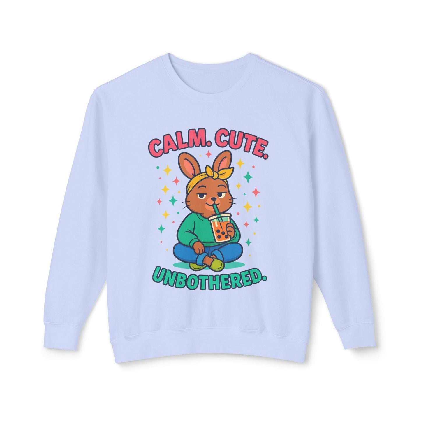 Cute Calm Unisex Lightweight Crewneck Sweatshirt, Relaxed Vibes, Perfect for Gifts, Casual Wear, Cozy Lounging, Fall Apparel