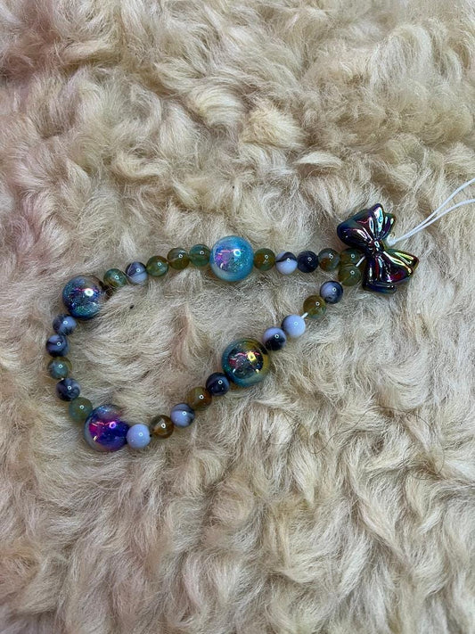 Moonlit Galaxy: Gorgeous Iridescent Blue Stone Phone Charm Aesthetic Phone Charm/Strap Cute Accessories for Phone | Gift for her/Mom