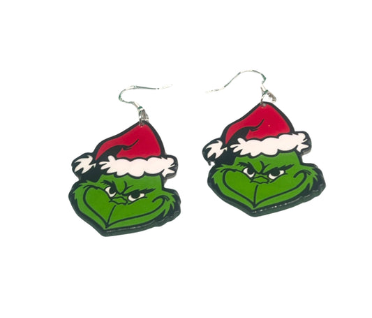 Grinch-Inspired Christmas Earrings – Festive Holiday Jewelry for Kids, Teens & Adults – Handmade Earrings Gift